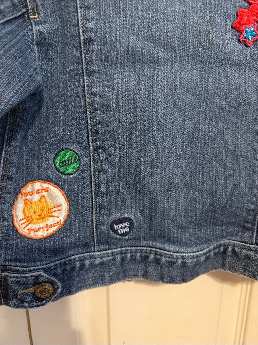 GAP Blue Denim Jacket with Heart Patches